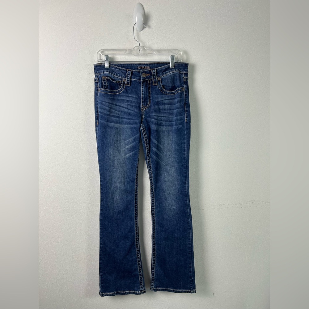 Shyanne Bootcut Rhinestones & Embroidered Geometric Diamond Pattern Pocket Jean